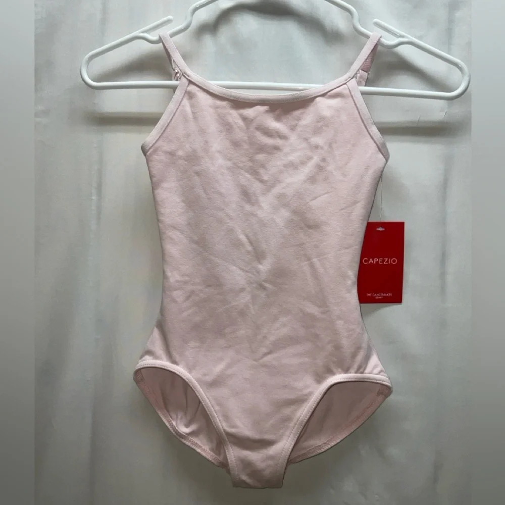 NWT Capezio the‎ Dancemaker Youth Camisole Leotard Adjustable Straps Pink Medium
